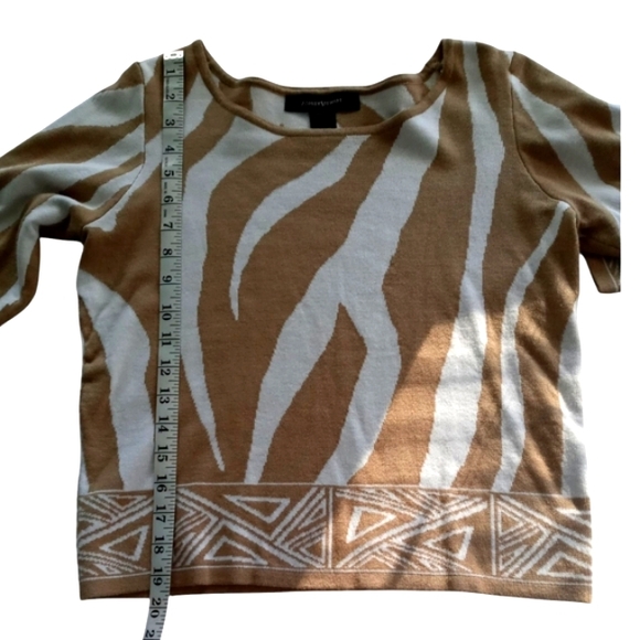 Ashley Stewart White and Tan Zebra Print Skirt and Long Sleeve Crop Top Set - Picture 5 of 11